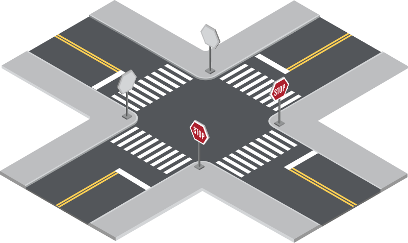 Diagram of an all-way stop intersection