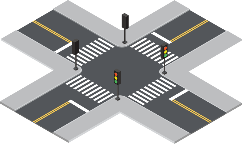 Diagram of a Traffic signal intersection