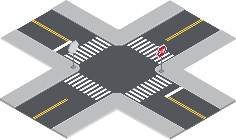 Diagram of a Thru-Stop intersection