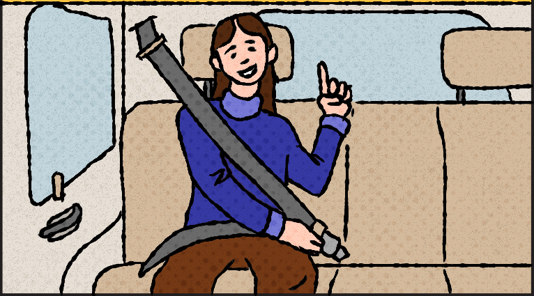 Person looking hopeful while buckling their seatbelt