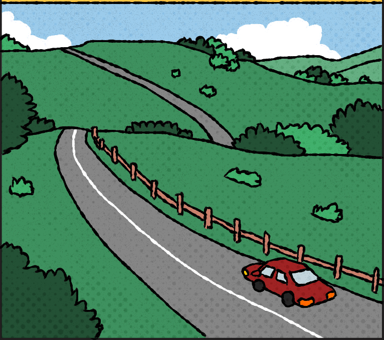 A single car on a rural road